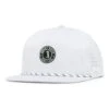 Bogeyman Stamp White - Unstructured Flat Bill Hat - Snapback 1 Bogeyman Stamp White - Unstructured Flat Bill Hat - Snapback -Bogey Bros Shop 01 hat BogeyBros FlatBill White left