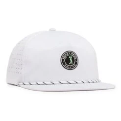 Bogeyman Stamp White - Unstructured Flat Bill Hat - Snapback -Bogey Bros Shop 03 hat BogeyBros FlatBill White right