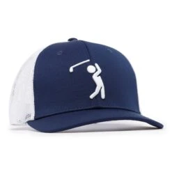 Bogeyman Navy/White - Mesh Trucker Hat - Snapback -Bogey Bros Shop 03 hat BogeyBros Trucker Blue White right