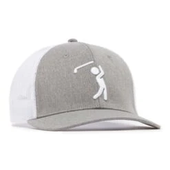 Bogeyman Heather/White - Mesh Trucker Hat - Snapback 9 Bogeyman Heather/White - Mesh Trucker Hat - Snapback -Bogey Bros Shop 03 hat BogeyBros Trucker LightGrey White right
