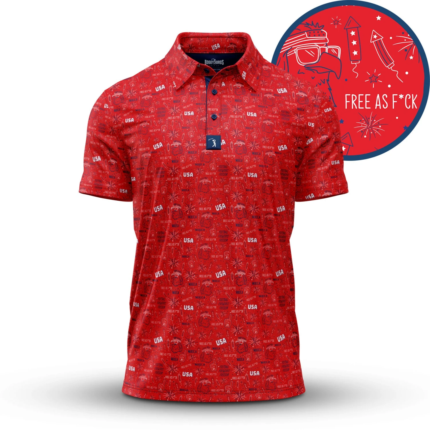 'Merica - Red - Polo 3 'Merica - Red - Polo
